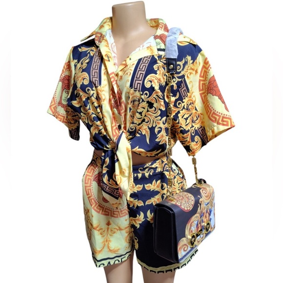 2Piece: FASHION Black and Gold Short Set, NWT - Picture 1 of 8
